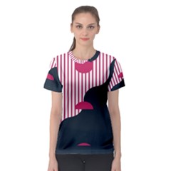 Waves Line Polka Dots Vertical Black Pink Women s Sport Mesh Tee