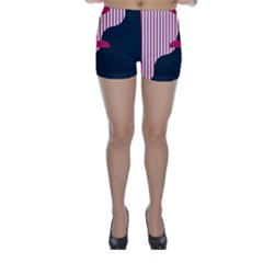 Waves Line Polka Dots Vertical Black Pink Skinny Shorts