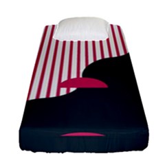 Waves Line Polka Dots Vertical Black Pink Fitted Sheet (Single Size)