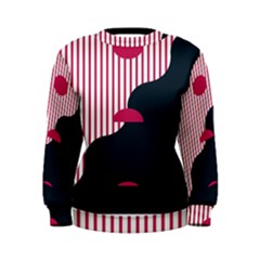 Waves Line Polka Dots Vertical Black Pink Women s Sweatshirt