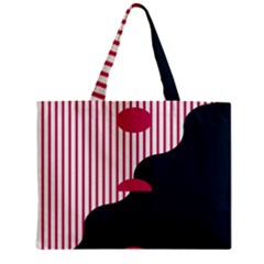 Waves Line Polka Dots Vertical Black Pink Zipper Mini Tote Bag