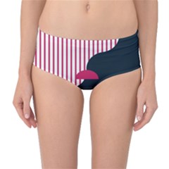 Waves Line Polka Dots Vertical Black Pink Mid-Waist Bikini Bottoms