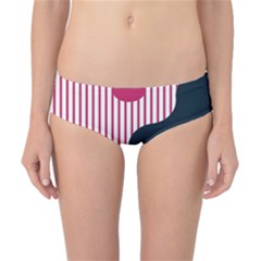 Waves Line Polka Dots Vertical Black Pink Classic Bikini Bottoms