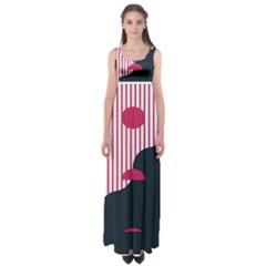 Waves Line Polka Dots Vertical Black Pink Empire Waist Maxi Dress