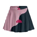 Waves Line Polka Dots Vertical Black Pink Mini Flare Skirt View1