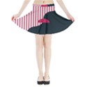 Waves Line Polka Dots Vertical Black Pink Mini Flare Skirt View3
