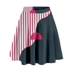 Waves Line Polka Dots Vertical Black Pink High Waist Skirt