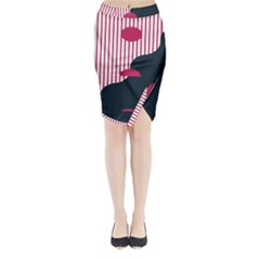 Waves Line Polka Dots Vertical Black Pink Midi Wrap Pencil Skirt