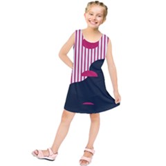 Waves Line Polka Dots Vertical Black Pink Kids  Tunic Dress