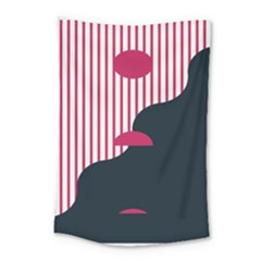 Waves Line Polka Dots Vertical Black Pink Small Tapestry