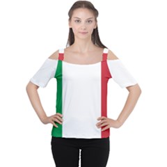 National Flag Of Italy  Women s Cutout Shoulder Tee