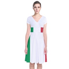 National Flag Of Italy  Short Sleeve Front Wrap Dress
