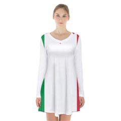 National Flag Of Italy  Long Sleeve Velvet V-neck Dress