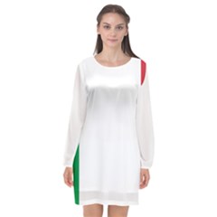 National Flag Of Italy  Long Sleeve Chiffon Shift Dress 