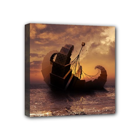 Steampunk Fractalscape, A Ship For All Destinations Mini Canvas 4  X 4  by jayaprime