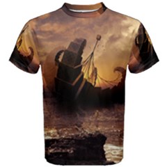 Steampunk Fractalscape, A Ship For All Destinations Men s Cotton Tee