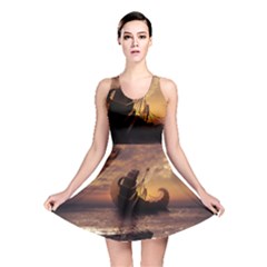 Steampunk Fractalscape, A Ship For All Destinations Reversible Skater Dress by jayaprime