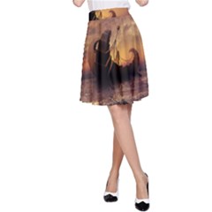 Steampunk Fractalscape, A Ship For All Destinations A-line Skirt by jayaprime