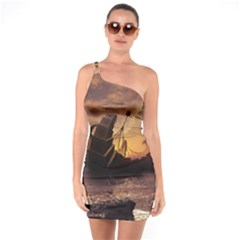 Steampunk Fractalscape, A Ship For All Destinations One Soulder Bodycon Dress