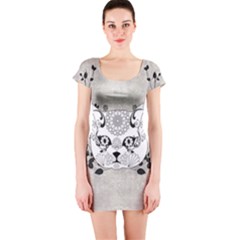 Wonderful Sugar Cat Skull Short Sleeve Bodycon Dress by FantasyWorld7