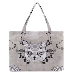 Wonderful Sugar Cat Skull Medium Zipper Tote Bag by FantasyWorld7