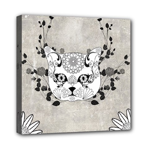 Wonderful Sugar Cat Skull Mini Canvas 8  X 8  by FantasyWorld7