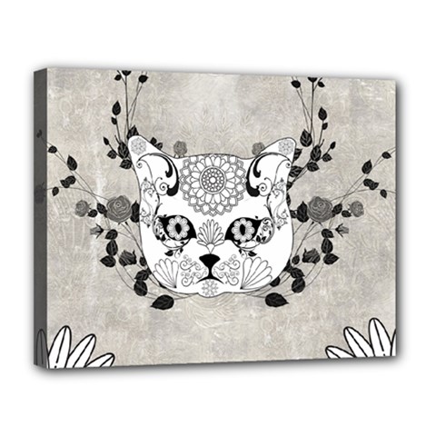 Wonderful Sugar Cat Skull Canvas 14  X 11 