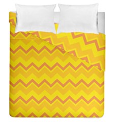 Zigzag (orange And Yellow) Duvet Cover Double Side (queen Size)