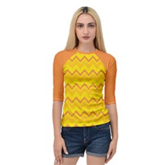 Zigzag (orange And Yellow) Quarter Sleeve Tee