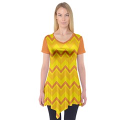 Zigzag (orange And Yellow) Short Sleeve Tunic 