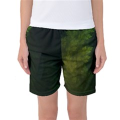 Beautiful Fractal Pines In The Misty Spring Night Women s Basketball Shorts by jayaprime