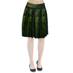 Beautiful Fractal Pines In The Misty Spring Night Pleated Skirt by jayaprime