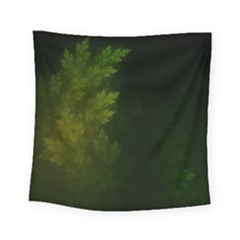 Beautiful Fractal Pines In The Misty Spring Night Square Tapestry (small) by jayaprime