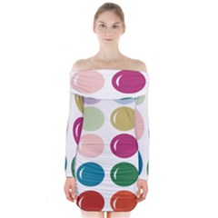 Brights Pastels Bubble Balloon Color Rainbow Long Sleeve Off Shoulder Dress