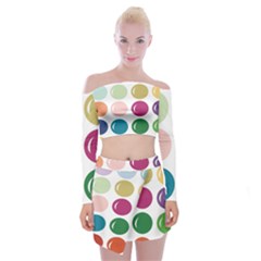 Brights Pastels Bubble Balloon Color Rainbow Off Shoulder Top With Skirt Set by Mariart