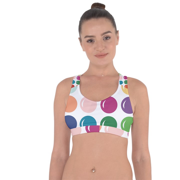 Brights Pastels Bubble Balloon Color Rainbow Cross String Back Sports Bra