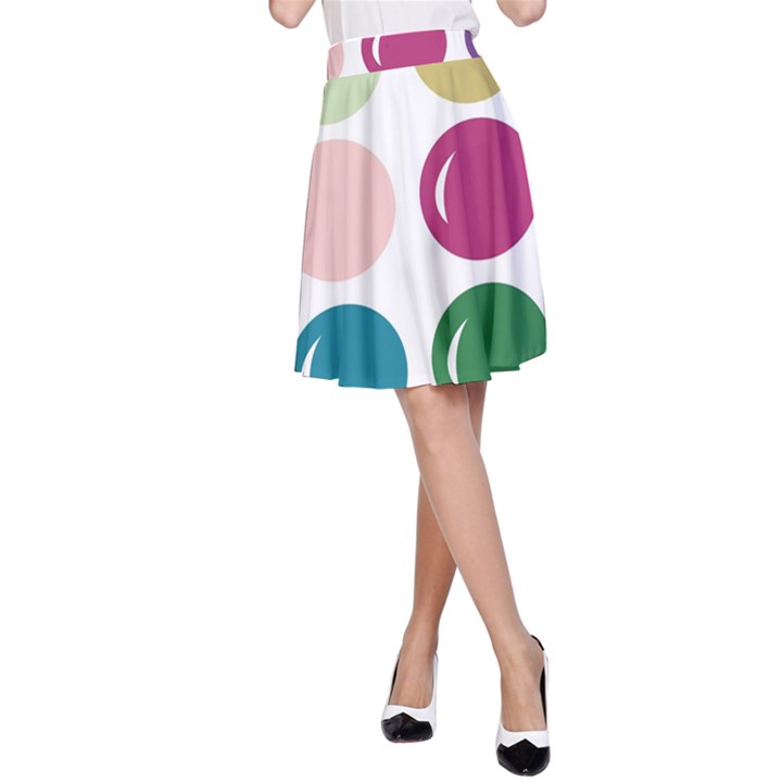 Brights Pastels Bubble Balloon Color Rainbow A-Line Skirt