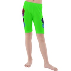 Egg Line Rainbow Green Kids  Mid Length Swim Shorts by Mariart
