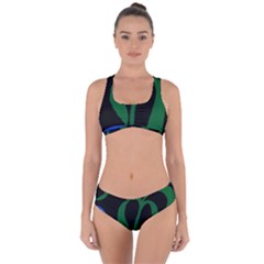 Flower Green Blue Polka Dots Criss Cross Bikini Set by Mariart