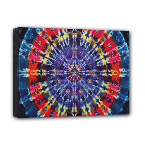 Circle Purple Green Tie Dye Kaleidoscope Opaque Color Deluxe Canvas 16  X 12   by Mariart