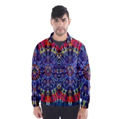 Circle Purple Green Tie Dye Kaleidoscope Opaque Color Wind Breaker (men)