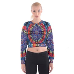 Circle Purple Green Tie Dye Kaleidoscope Opaque Color Cropped Sweatshirt by Mariart