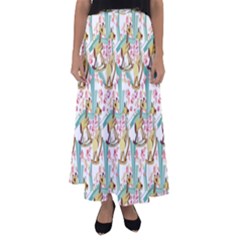 Wooden Gorse Illustrator Photoshop Watercolor Ink Gouache Color Pencil Flared Maxi Skirt