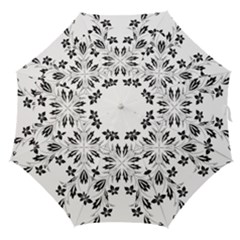 Floral Element Black White Straight Umbrellas by Mariart