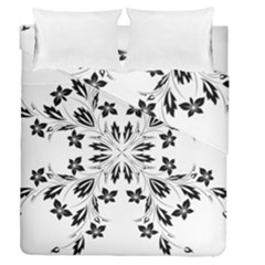 Floral Element Black White Duvet Cover Double Side (queen Size) by Mariart