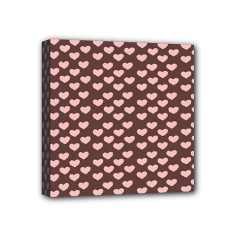 Chocolate Pink Hearts Gift Wrap Mini Canvas 4  X 4 