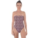 Chocolate Pink Hearts Gift Wrap Tie Back One Piece Swimsuit View1