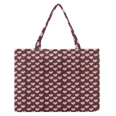 Chocolate Pink Hearts Gift Wrap Medium Zipper Tote Bag by Mariart