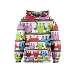 Funny Owls Sitting On A Branch Pattern Postcard Rainbow Kids  Pullover Hoodie