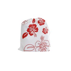 Hawaiian Flower Red Sunflower Drawstring Pouches (small)  by Mariart